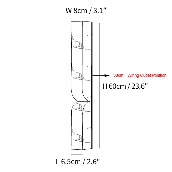 Schéma coté de Niveo 3612-6 : L60 × D75 × H600 mm