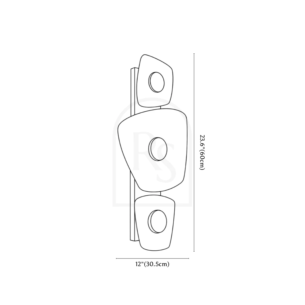 Schéma coté de Chiarore 3626 : L250 × H600 mm
